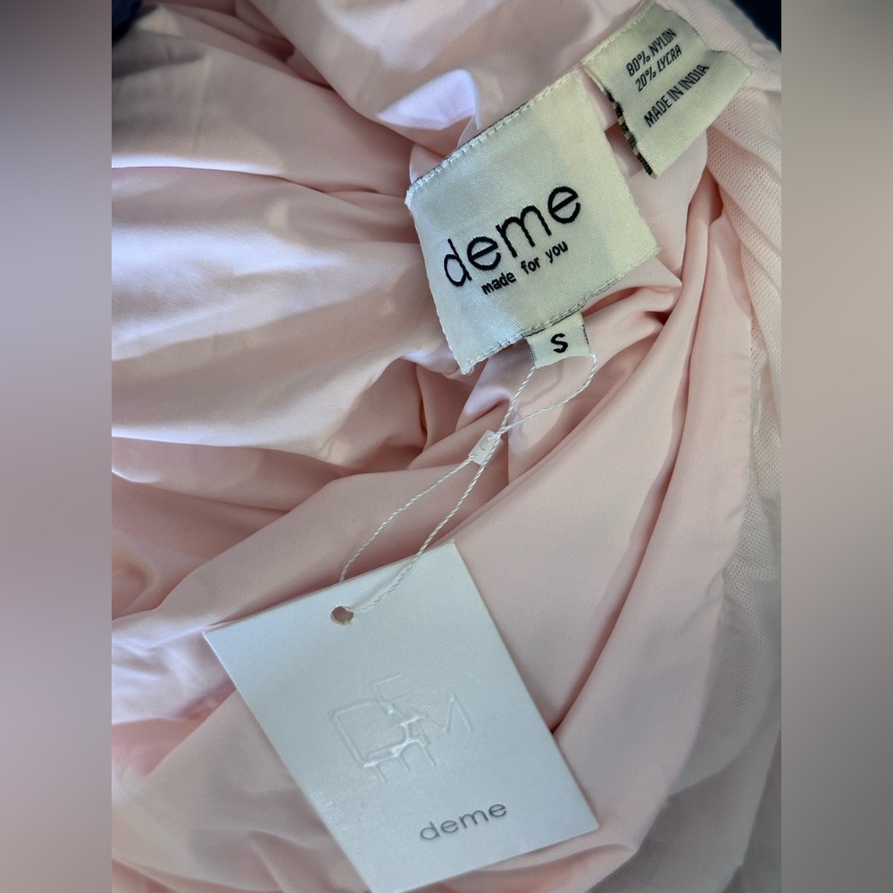 Deme by Gabriella Isla Dress in Baby Pink draped long sleeve sheer gown maxi - Picture 9 of 9